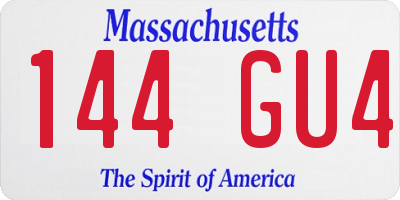 MA license plate 144GU4