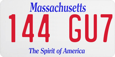 MA license plate 144GU7