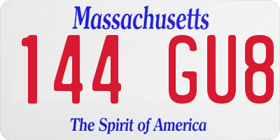 MA license plate 144GU8