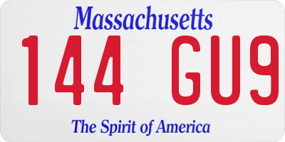 MA license plate 144GU9