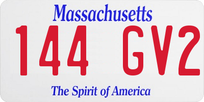 MA license plate 144GV2