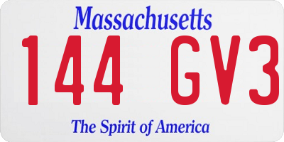 MA license plate 144GV3