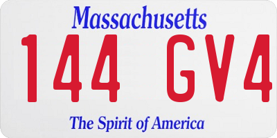 MA license plate 144GV4