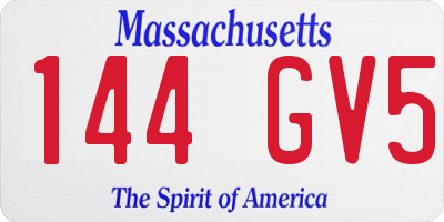 MA license plate 144GV5