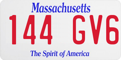 MA license plate 144GV6