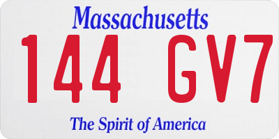 MA license plate 144GV7