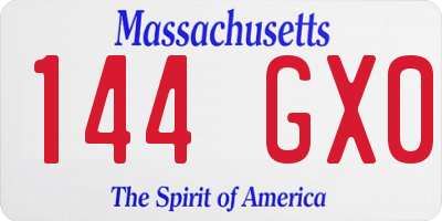 MA license plate 144GX0
