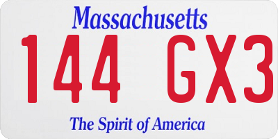 MA license plate 144GX3