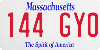 MA license plate 144GY0