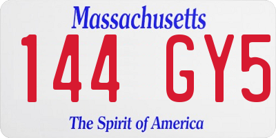 MA license plate 144GY5