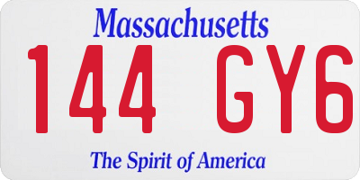 MA license plate 144GY6
