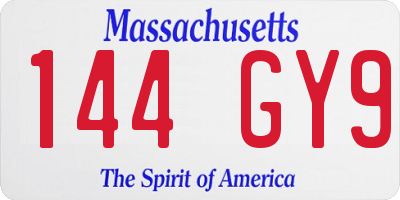 MA license plate 144GY9