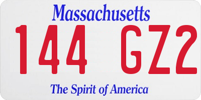 MA license plate 144GZ2