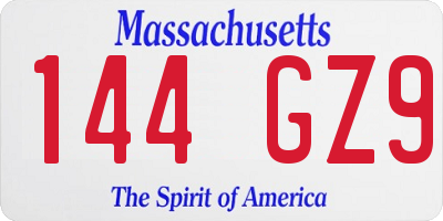 MA license plate 144GZ9