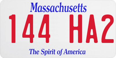 MA license plate 144HA2