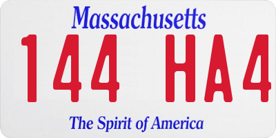 MA license plate 144HA4