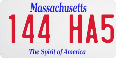 MA license plate 144HA5