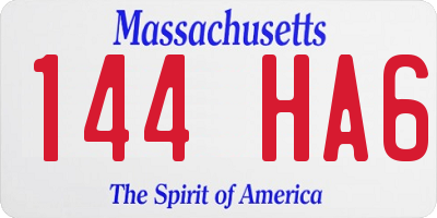 MA license plate 144HA6