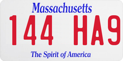 MA license plate 144HA9