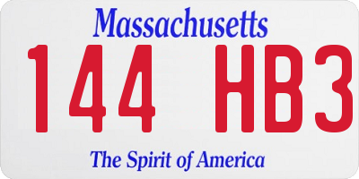 MA license plate 144HB3