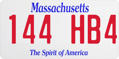 MA license plate 144HB4