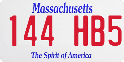 MA license plate 144HB5