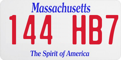 MA license plate 144HB7