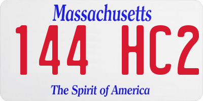 MA license plate 144HC2