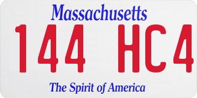 MA license plate 144HC4