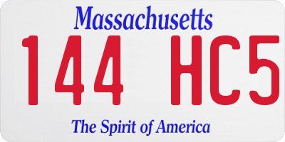 MA license plate 144HC5