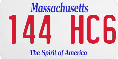 MA license plate 144HC6