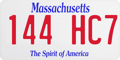 MA license plate 144HC7