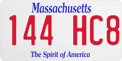 MA license plate 144HC8