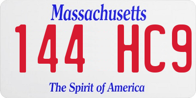 MA license plate 144HC9
