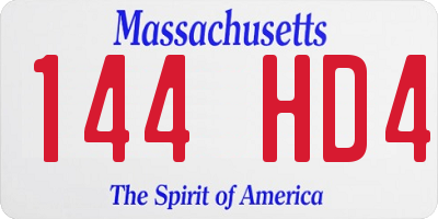 MA license plate 144HD4