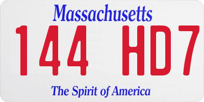 MA license plate 144HD7