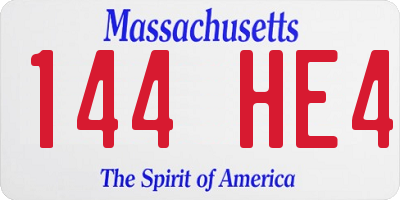 MA license plate 144HE4