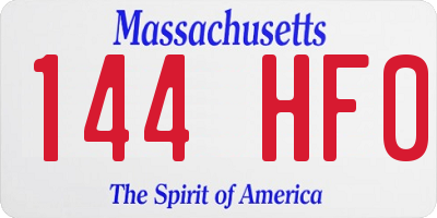 MA license plate 144HF0