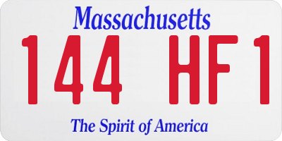 MA license plate 144HF1