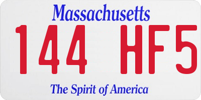 MA license plate 144HF5