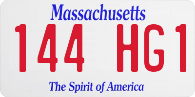 MA license plate 144HG1