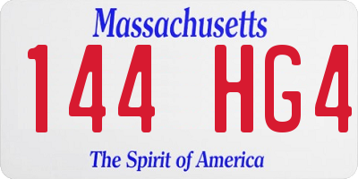 MA license plate 144HG4