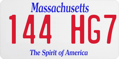MA license plate 144HG7