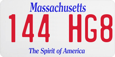 MA license plate 144HG8