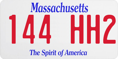 MA license plate 144HH2