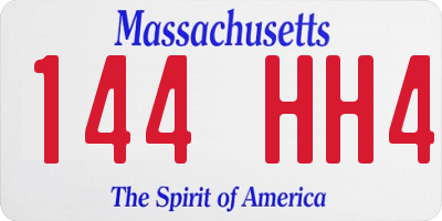MA license plate 144HH4