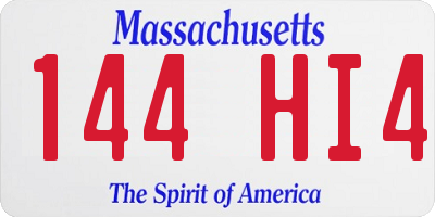 MA license plate 144HI4