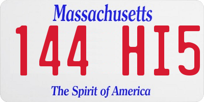 MA license plate 144HI5