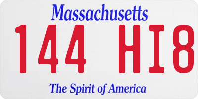 MA license plate 144HI8