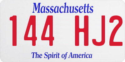 MA license plate 144HJ2